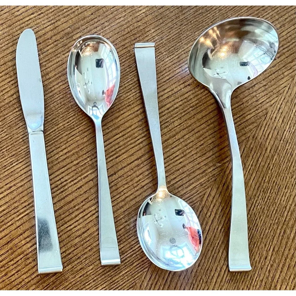 Lyon New Charm‎ Stainless Flatware Set 58 Pc Mid Century Atomic Serving Lot